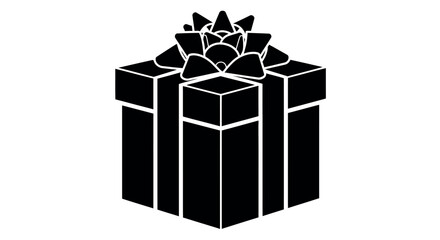Gift box silhouette with star bow festive design