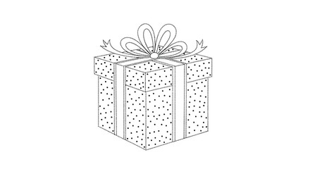 Gift box design with dotted outline and thin strokes