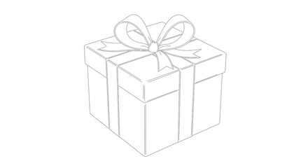 Simple line art gift box with bow