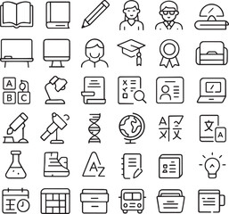 Education and learning icon set with school and study elements Vector