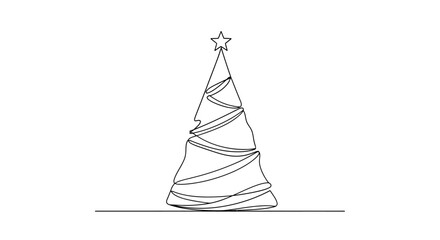 Minimalist single stroke christmas tree outline