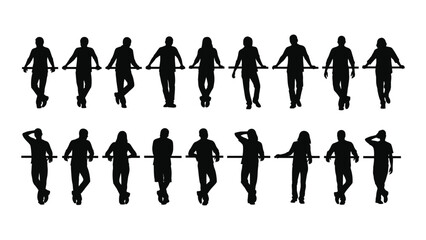 People leaning silhouettes isolated on white background, Vector
