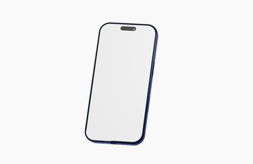 Clean, contemporary phone mockup with a white screen and blue frame, perfect for showcasing app design or ui.