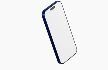 Smartphone mockup with blank white screen on a clean white background. Perfect for app design or user interface presenta