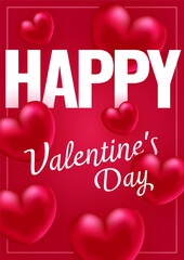 Valentine's Day. Realistic hearts. Vector design. Template for cards, banners, posters, and more.