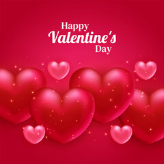Valentine's Day. Realistic hearts. Vector design. Template for cards, banners, posters, and more.