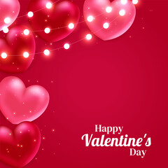 Valentine's Day. Realistic hearts. Vector design. Template for cards, banners, posters, and more.