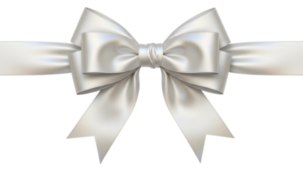 Elegant White Satin Gift Bow Isolated on Black Background
