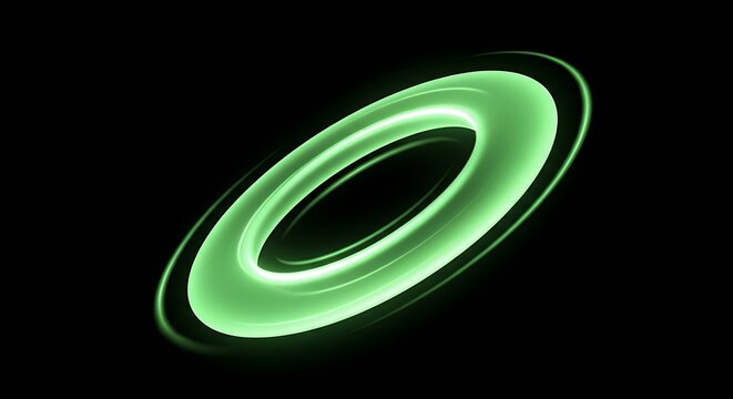 A stunning green light ring shines against a dark backdrop. Perfect for modern tech, vibrant designs, and eye-catching visuals. Add a touch of elegance and energy!