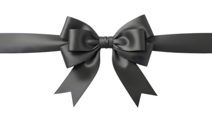 Elegant dark or charcoal color of satin ribbon bow on white background