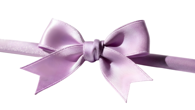 Elegant pink satin ribbon bow on white background