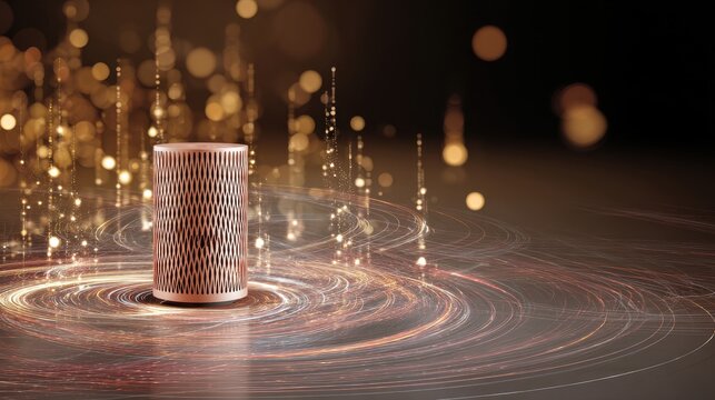 Bluetooth Speaker with Holographic Light Trails Displaying Music