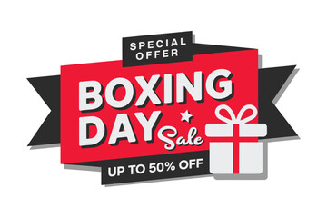Boxing Day Sale Special Offer Banner with Gift Box Vector