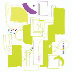 Retro-Futurism Line Art Clipart.