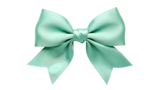 Elegant Mint Green Satin Ribbon Bow Isolated on Black Background