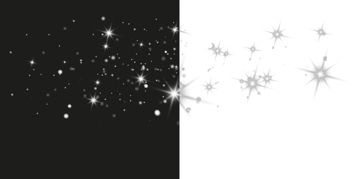 Silver Sparkle Trail Overlay PNG &mdash; Glowing White Bokeh Dust, Shining Light Stars, Magic Glitter Particles, Christmas Shimmer Effect, Bright Festive Spark Burst, Decorative Sparkling Background