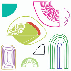 Retro-Futurism Line Art Clipart.