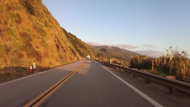 Big Sur Pacific Coast Highway Southbound 5 Big Creek Bridge to Cape San Martin 06 Front View MultiCam Driving Plate California USA