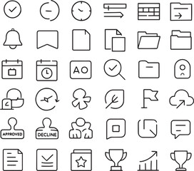 Productivity and work icons isolated on for web and app design