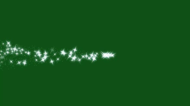 Twinkling Stars shine effect, sparkle Star glowing animation,  blinking light effect on green background, particle magic tail sparkling glitter star, Shimmering light, magic flash glitter