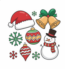 Christmas Winter Holiday Elements Collection Vector Illustration Set