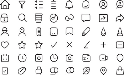 Collection of basic user interface icons isolated on