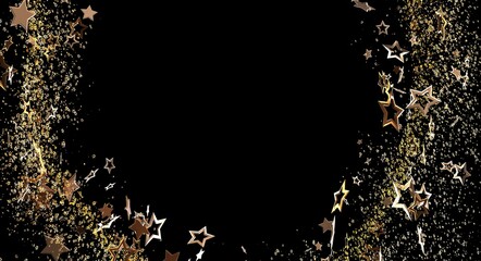 Stunning golden stars and glitter gracefully cascade against a dark background, perfect for adding sparkle and a touch of lu