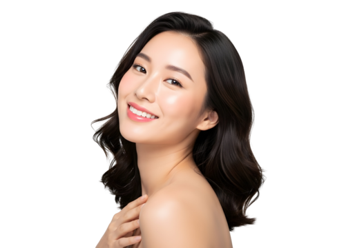 Radiant young Asian woman with healthy glowing skin and a confident smile highlighting her natural beauty and wellness journey for a flawless complexion