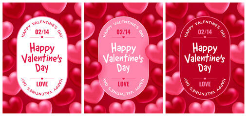 Valentine's Day. Realistic hearts. Vector design. Template for cards, banners, posters, and more.