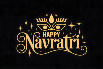 Celebrate joyous Navratri with vibrant golden typography and sparkling festive stars