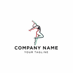 Elegant line art logo of a graceful dancing figure.