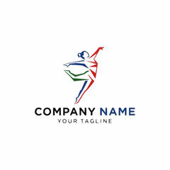 Dynamic Dancer Logo - Abstract Figure in Motion with Vibrant Colors.