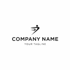 Modern abstract logo design of a dynamic human figure in motion.