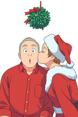 Kiss under the mistletoe