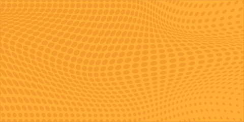 Yellow halftone pattern. Retro comic gradient background. Bright orange pixelated dotted texture overlay.