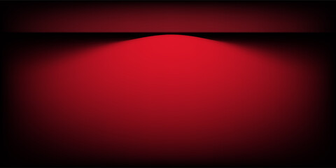 Red studio background. Abstract limbo podium studio room. Dark red gradient wall floor and spotlight scene. Showcase, promotion display. Vector stage mockup illustration