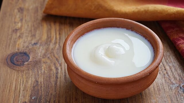  plain curd dahi yogurt indian dairy on warm background video