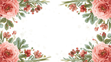 Watercolor Christmas Banner with Light Pigments and Floral Foil Elements