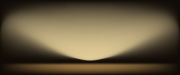 Dark gold gradient background studio with two lights shiny abstract pattern, modern and luxury empty room interior for premium product display lighting.