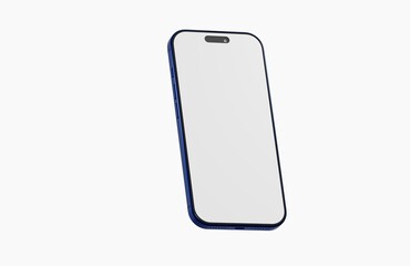 Stylish blue smartphone with a blank screen, perfect for showcasing app interfaces or design mockups. Clean and modern a