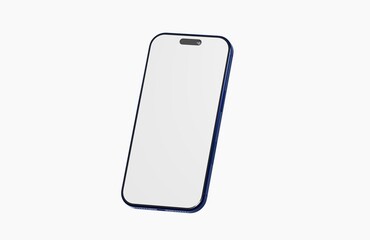 Clean, isolated shot of a modern smartphone with a blank white screen, perfect for mockups and UI design presentations.