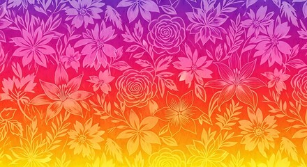 Fototapeta premium Floral pattern design with gradient colors and detailed illustrations
