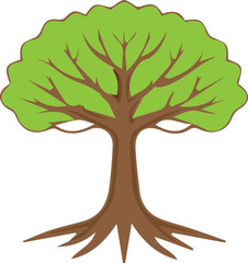 Stylized illustration of a healthy green tree with visible roots