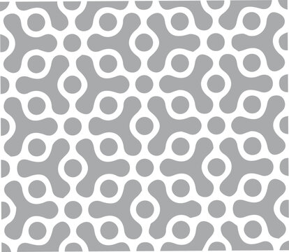 Abstract geometric pattern of interlocking rounded shapes in gray and white