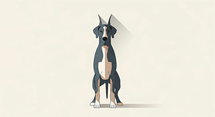 Minimalist illustration of a Great Dane dog on a light background