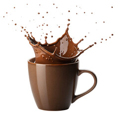 Delicious chocolate splash in mug, tempting treat