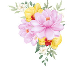 Watercolor Painting of Floral Corner Arrangement 