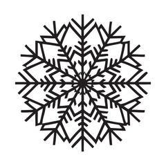 A vector illustration of a beautiful blue snowflake crystal for winter, Christmas, and holiday decoration design on a black or white background