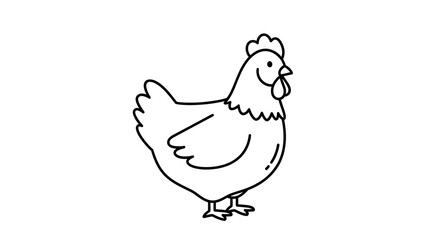 Obraz premium Cute cartoon chicken with a friendly smile, perfect for kids' books or farm-themed designs, adding a touch of whimsy and charm to any project!