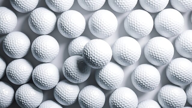 dimples. A collection of golf balls arranged in a pattern from above. product launch decks, UI/UX mockups, designed for data visualization dashboards and holographic UIs, clarifies data.